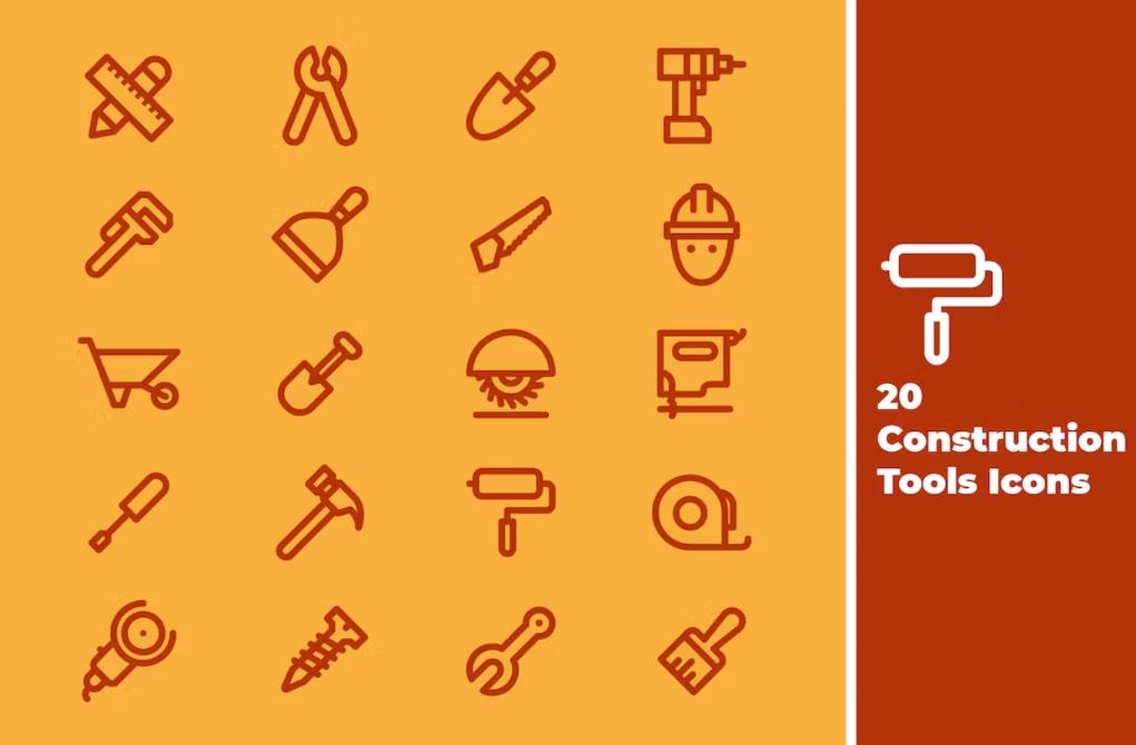 20 Construction Tools Icons Set