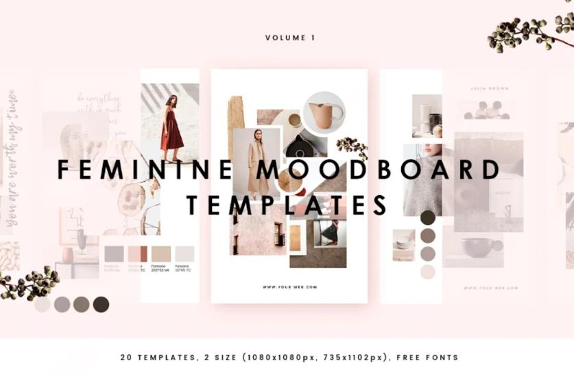 20 Feminine Mood Board Template Designs