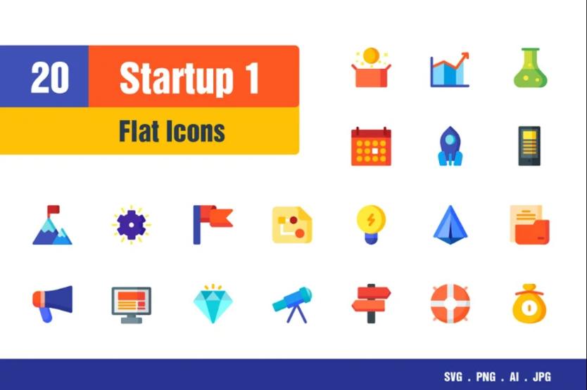 20 Flat Business Icons Set