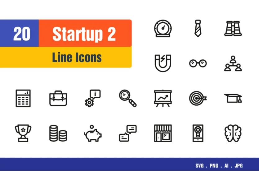 20 Unique Startup Icons Set