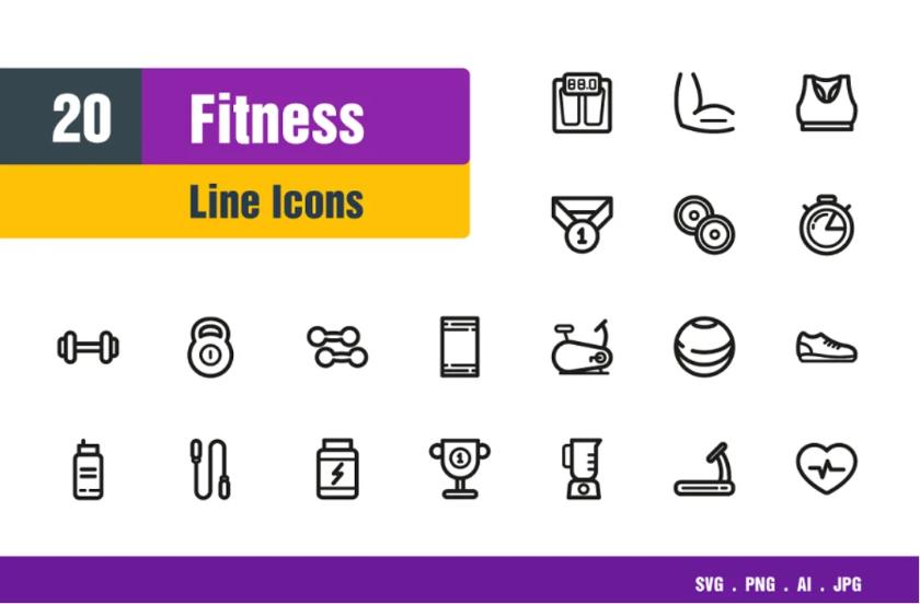 20 Vector Gym Icons Set