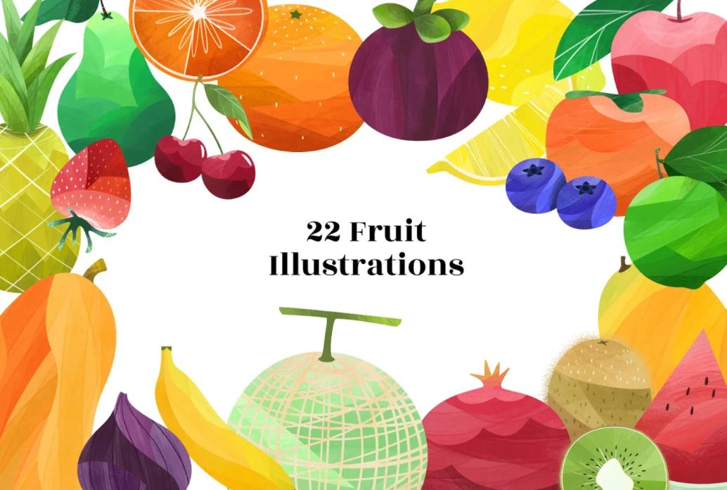 22 Fruit Vector Illustrations Set