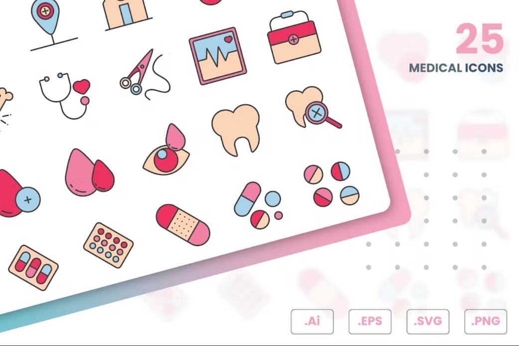 25 Medical and Health Icons Set