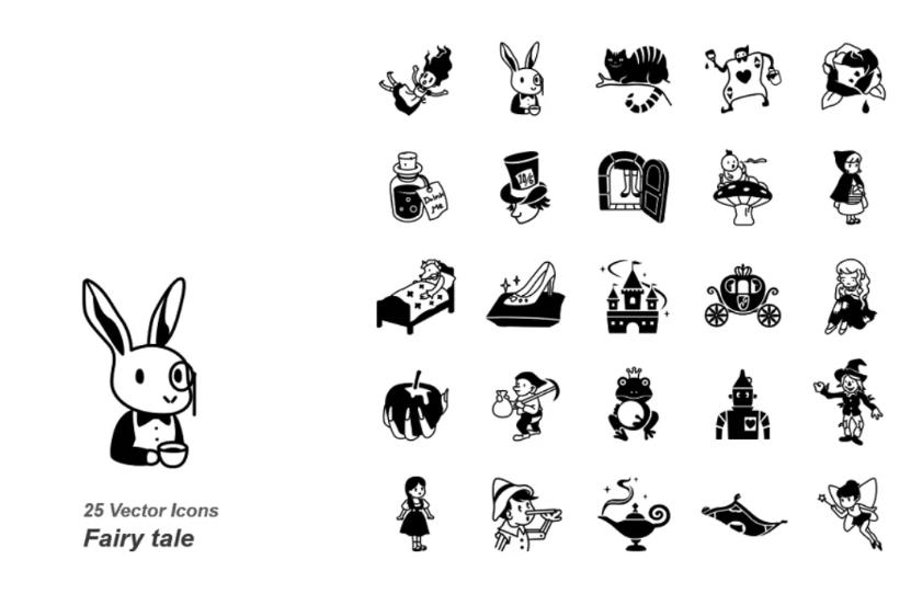 25 Vector Fairy Story Icons