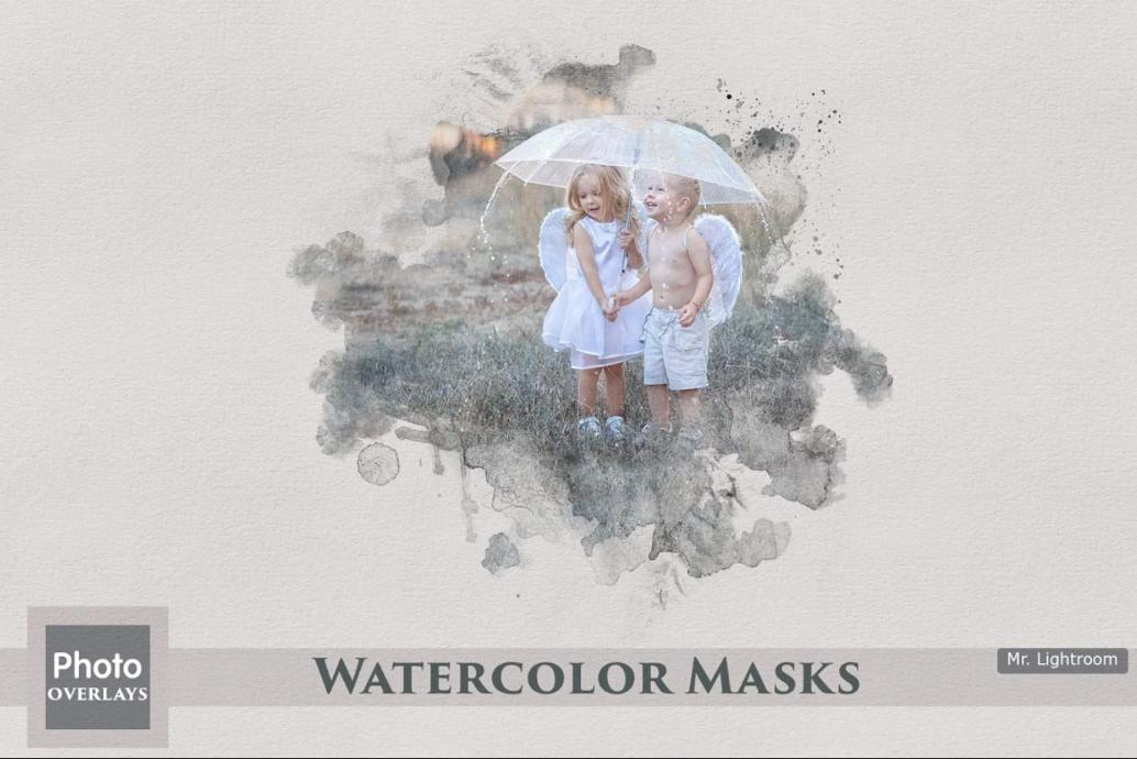 25 Watercolor Mask Overlays