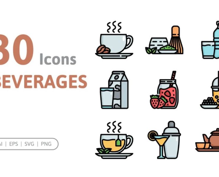 15+ Beverages Icons Vectors SVG FREE Download