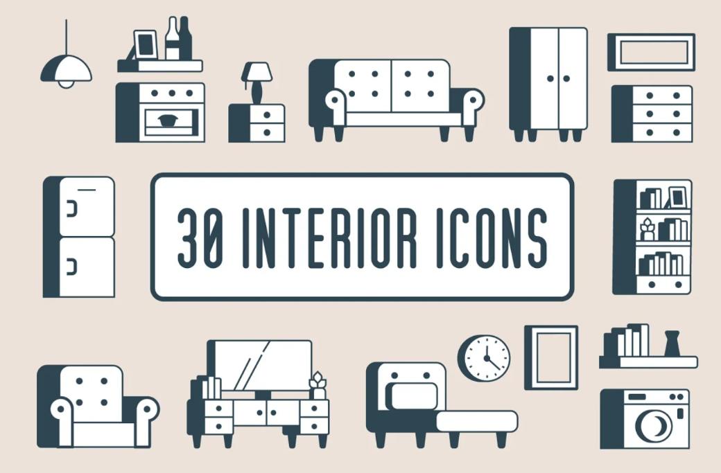 30 Interiors Icon Set