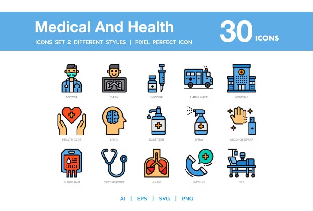 30 Medical and Health Icons Pack