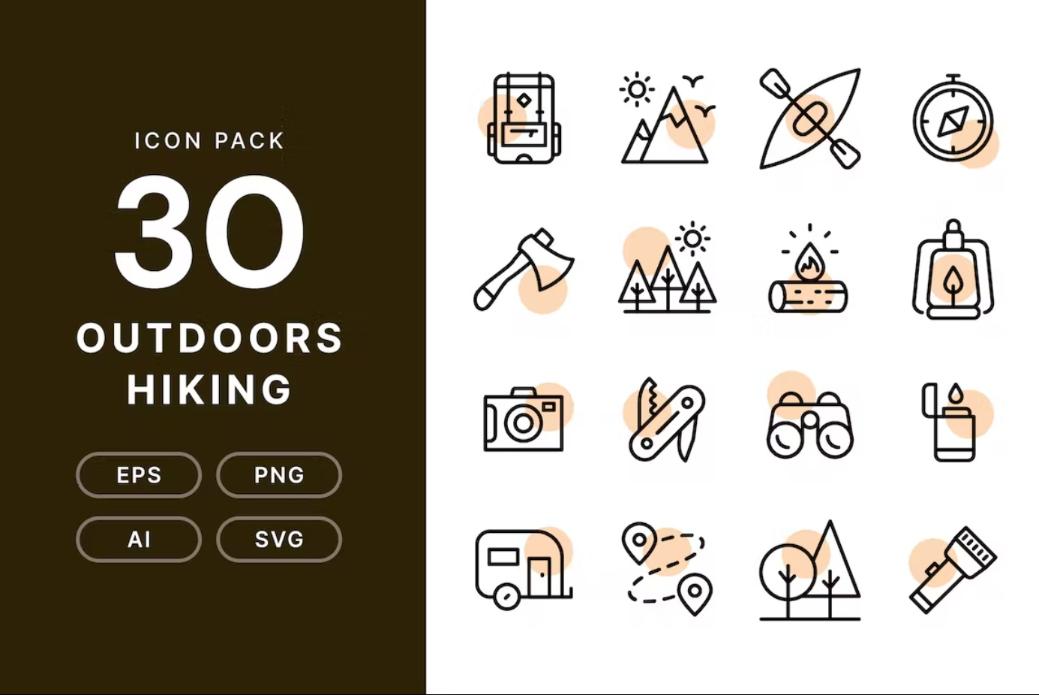 30 Outdoor Vector Icons Set