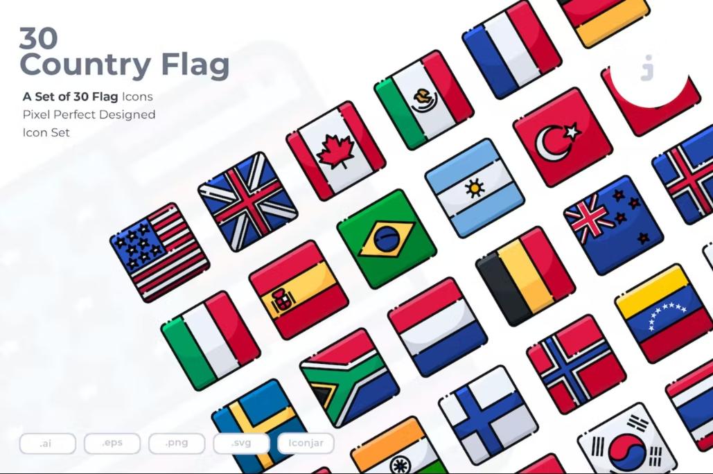 30 Unique Flag Vectors