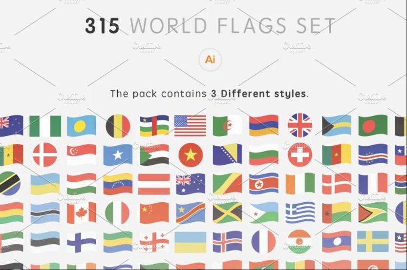 315 Unique Flag Icons Set