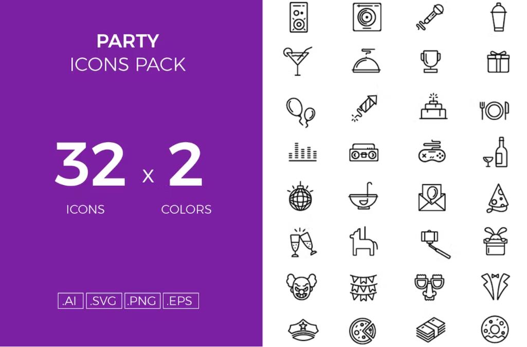 32 Unique Party Vector Elements