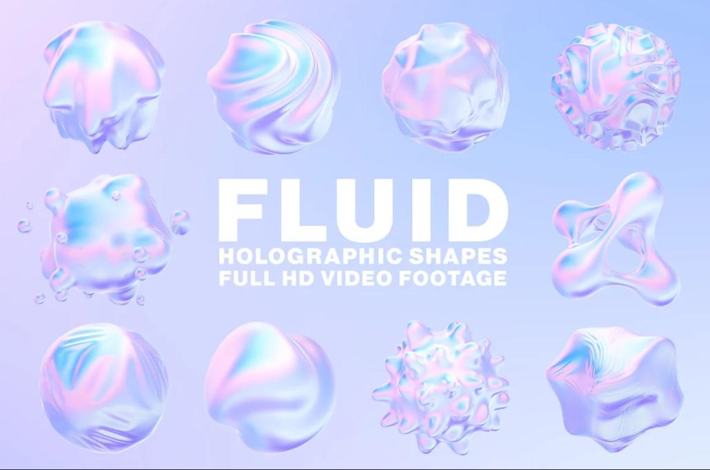 3D Holographic Shapes Vector