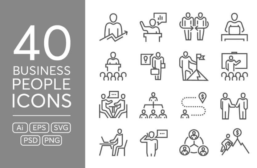 40 Business People Icons Set