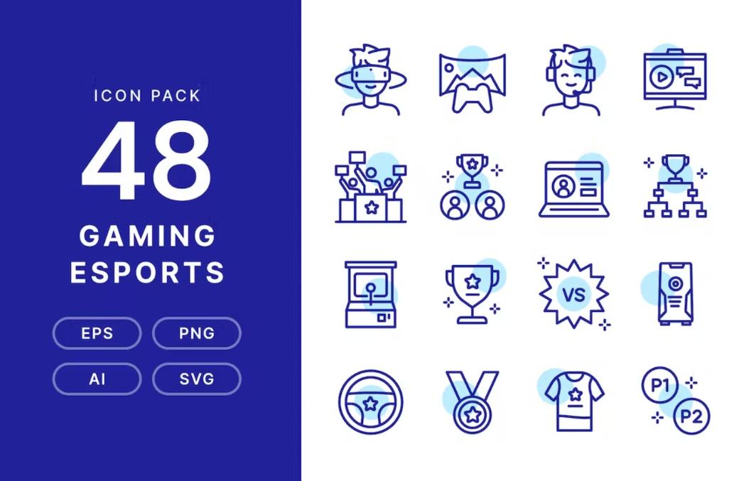 48 Gaming E Sports Icons Set