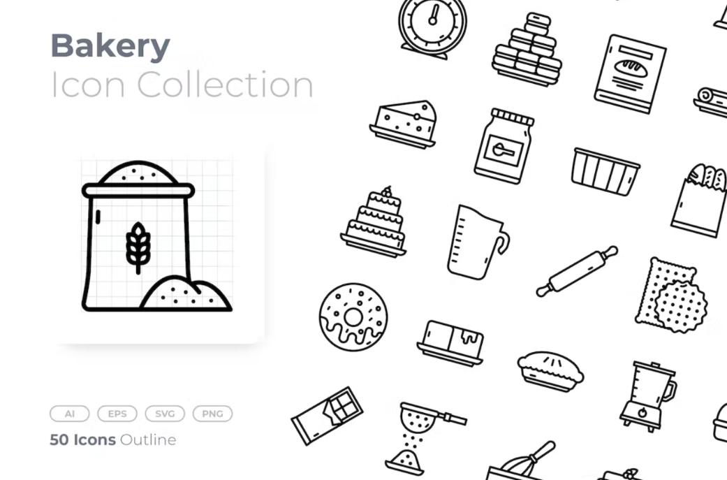 50 Bakery Icons Collection