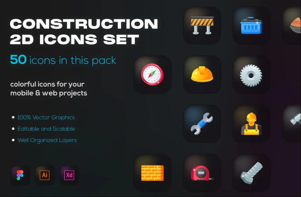 50 Construction Icons Set