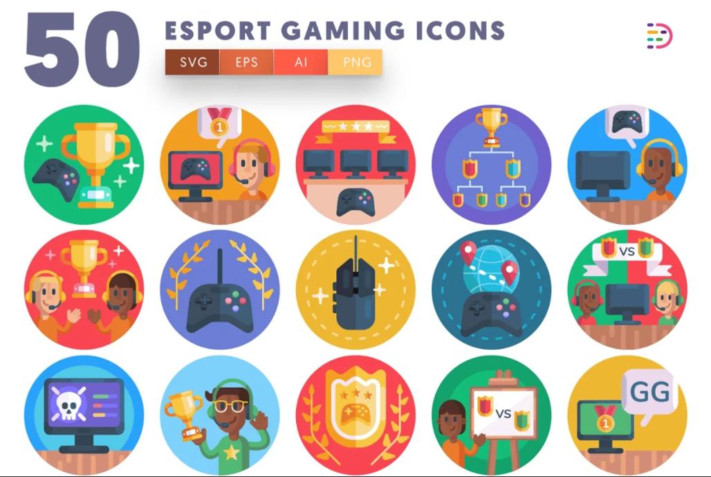 50 E Sports and Gaming Icons