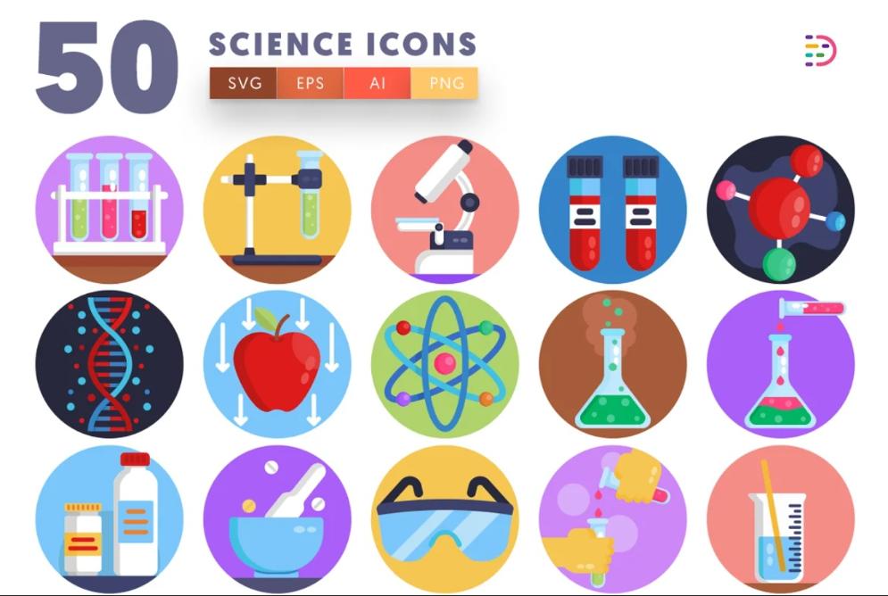 50 Science Vector Icons Set