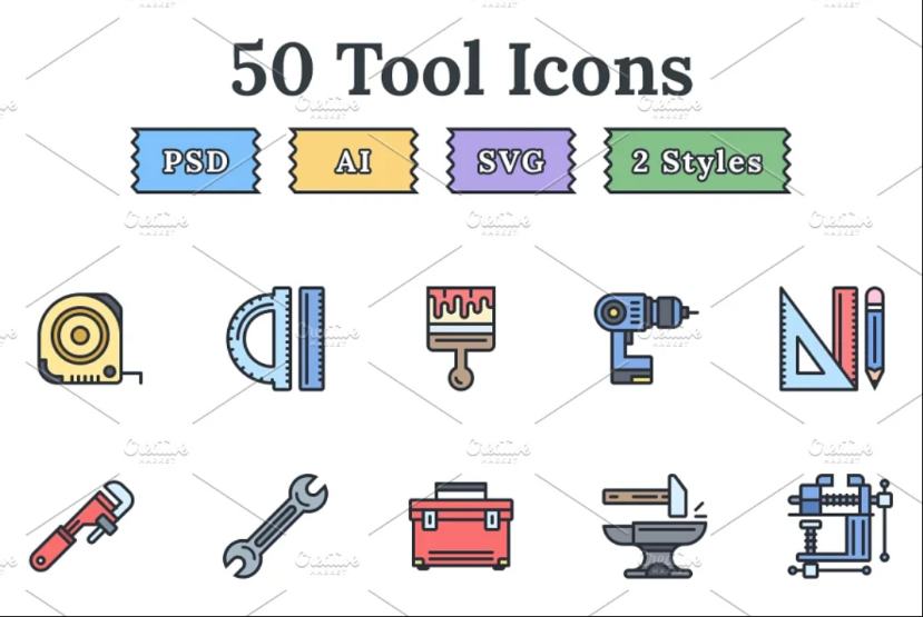 50 Unique Tools Vector Designs