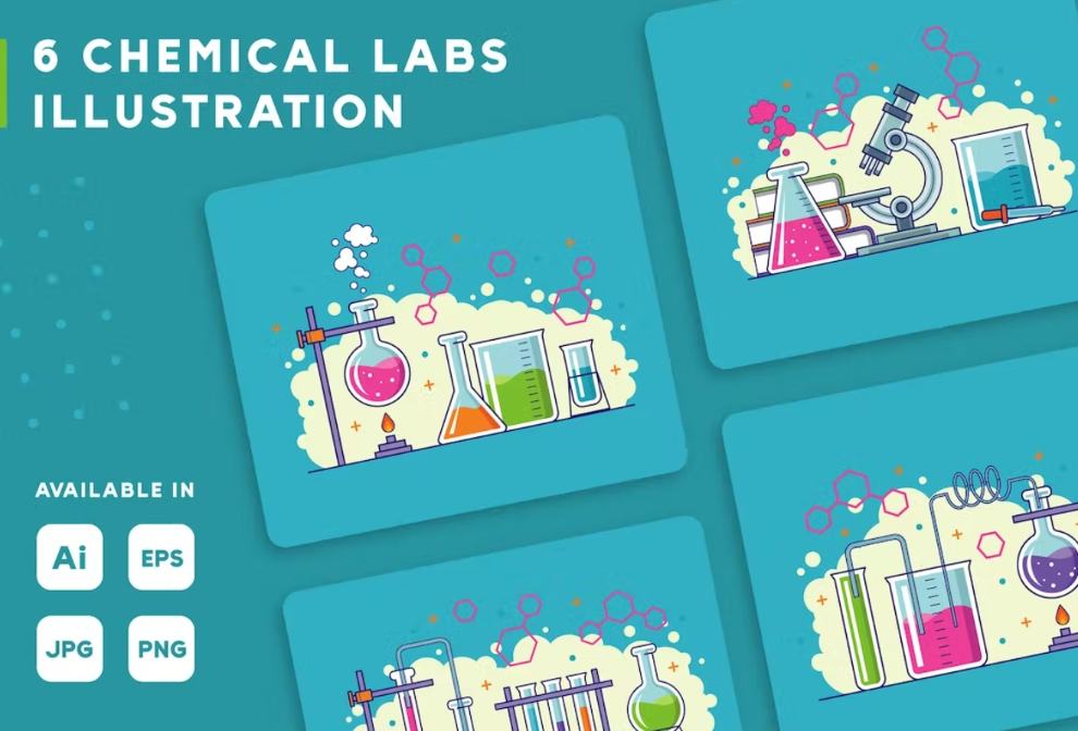 6 Chemical Labs Illustrations Set