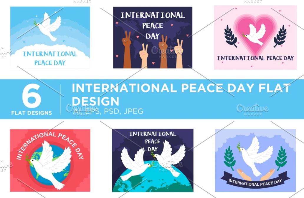 6 Flat International Peace Day Designs