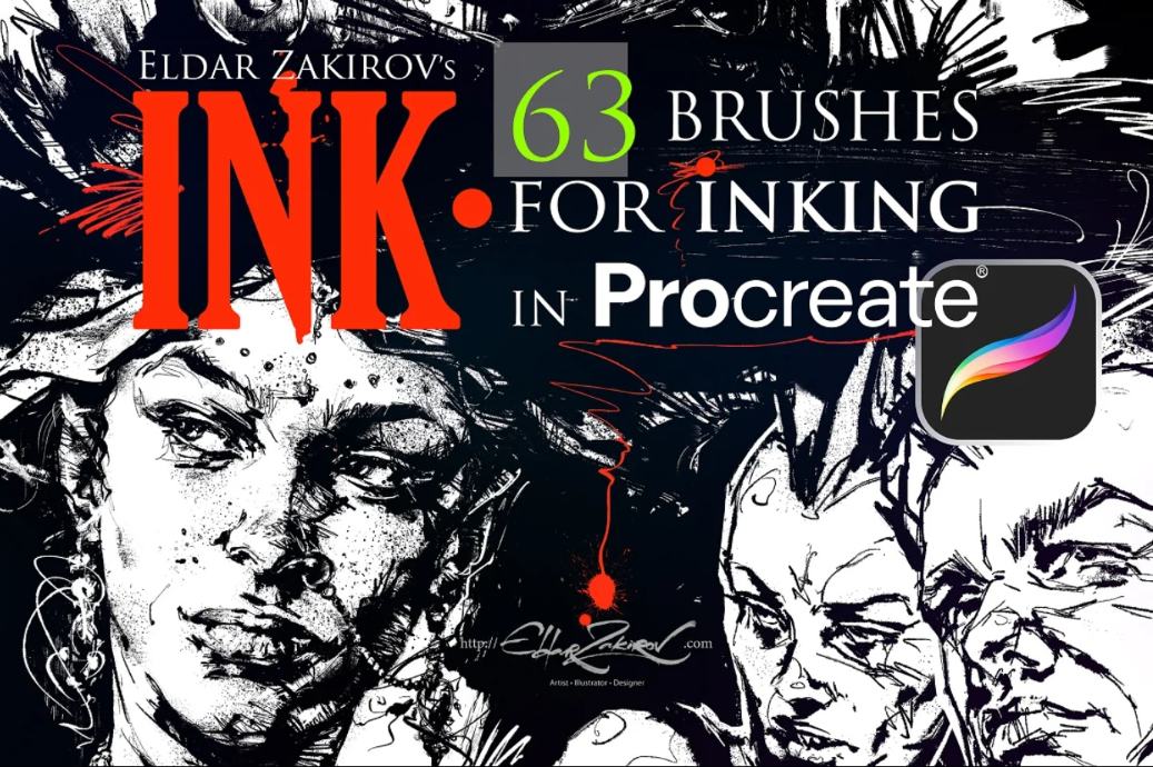 63 Inking Brushes for Procreate