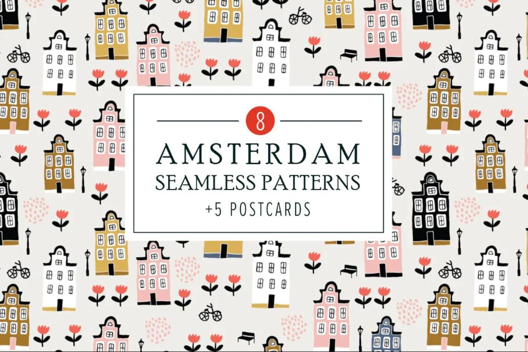 8 Amsterdam Seamless Pattern Designs