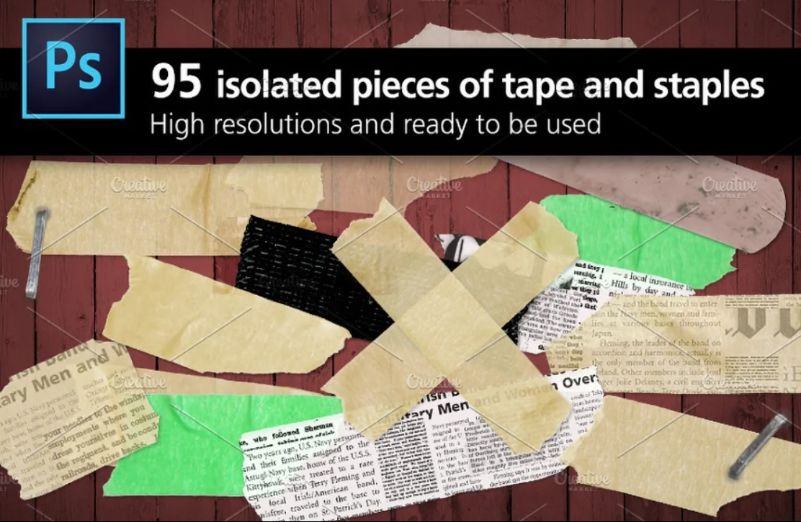 95 Isolated Tape Pieces
