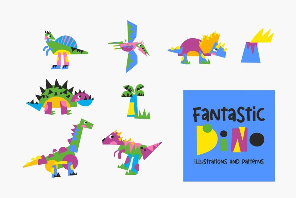 Abstract Dino Illustrations and Vectors