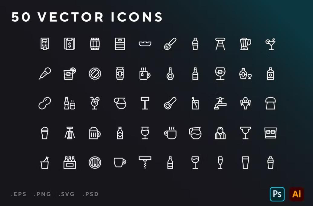 Ai and PS 50 Vector Icons
