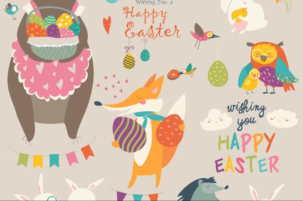 Animals Celebrating Easter Illustrations