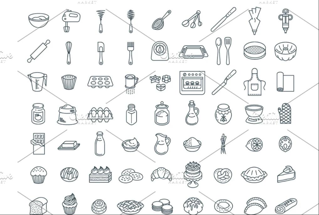 Baking Tools Icon Set