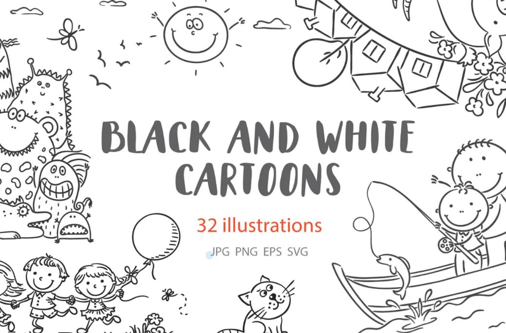 Black and White Cartoon illustrations