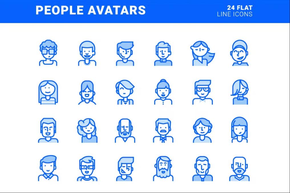 Blue Vector Avatar Icons