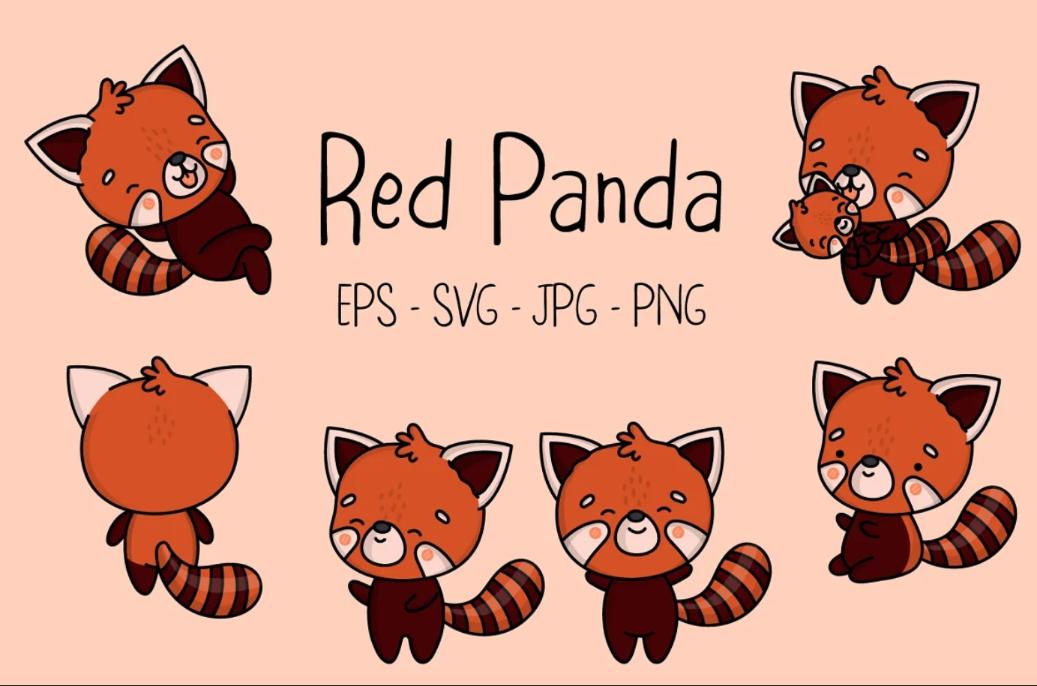 Cartoon Red Panda SVG EPS