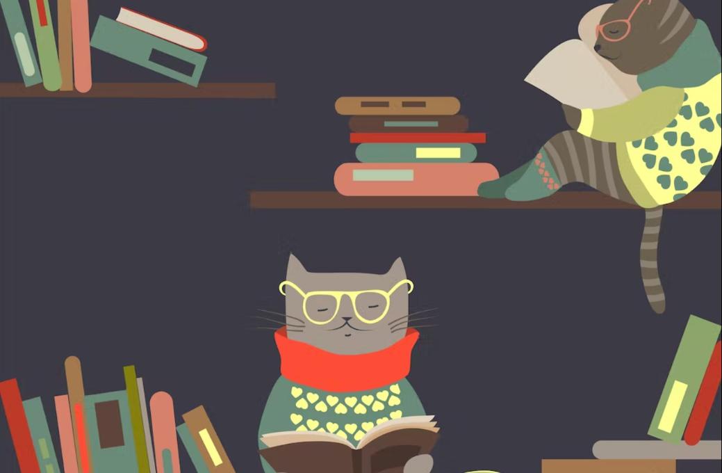 Cats Reading Book Design