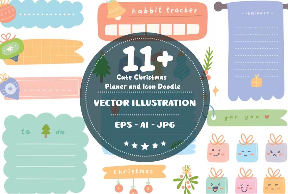 Christmas Planner Icons and Illustrators