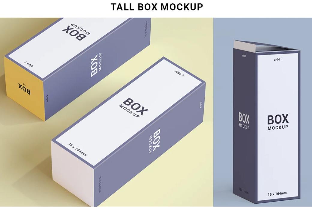 Clean Tall Box Mockups Set
