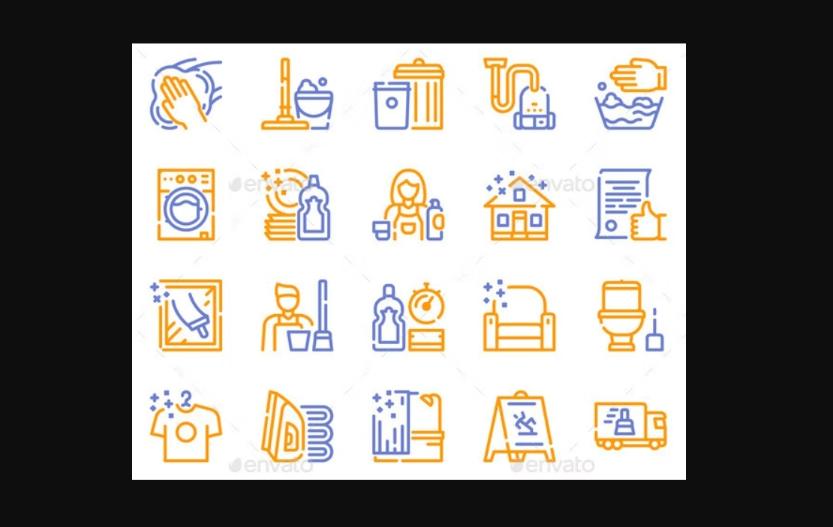 Cleaning Services Line Icons