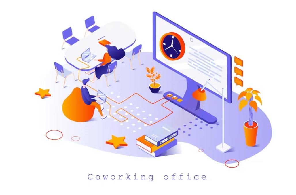 Co Working Space Isometric Illustration