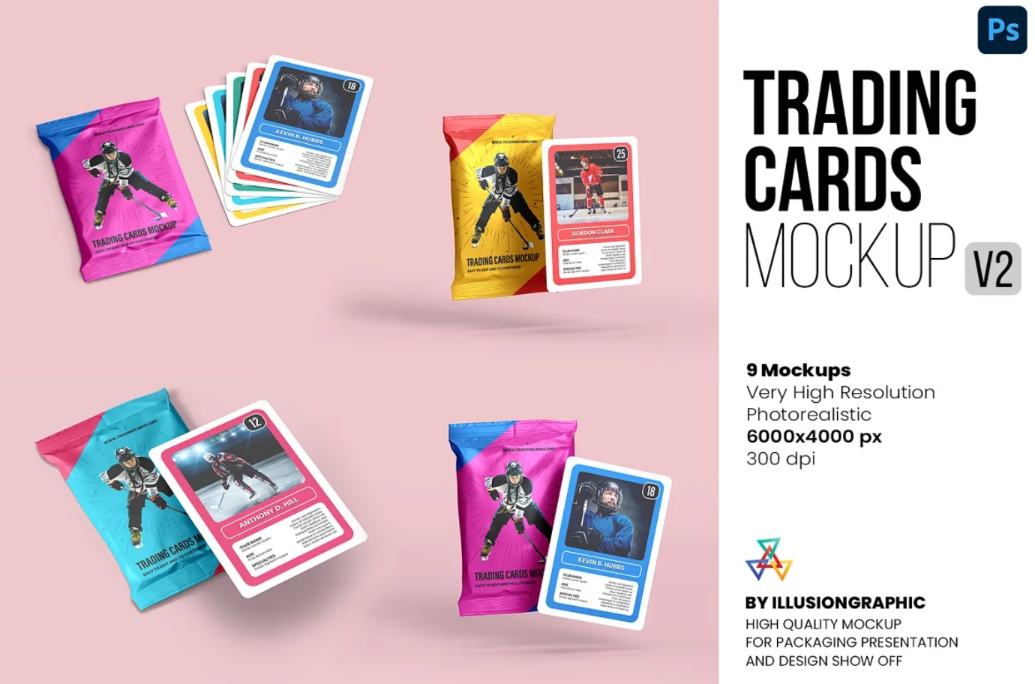 Collectable cards Mockup PSD