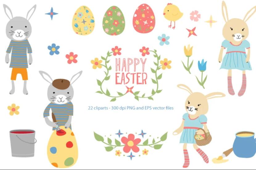 Colorful Easter Element Cliparts