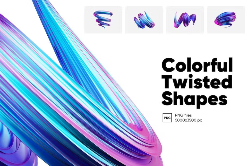 Colorful PNG Twisted Shapes