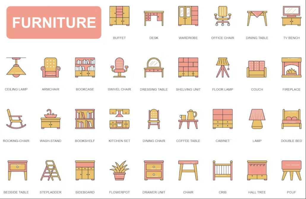 Colorful Stroke Furniture Vectors