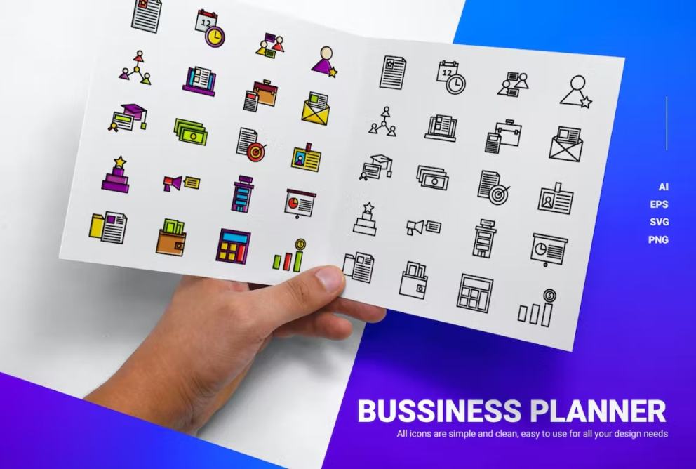 Colorful and Line Planner Icons