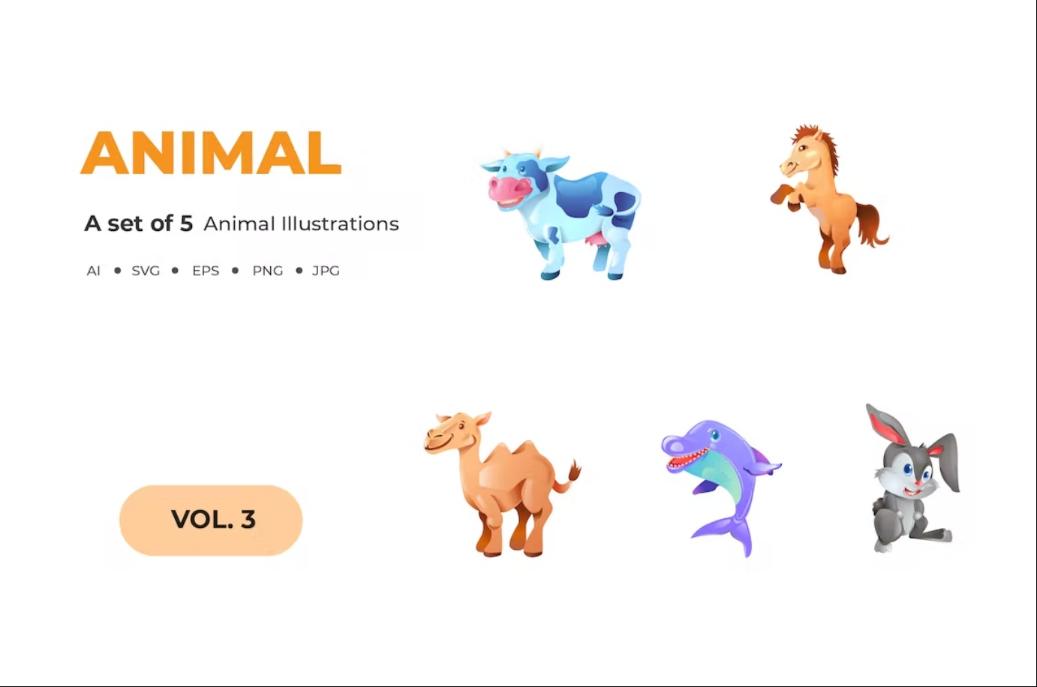 Cute Animal Illustrations Set