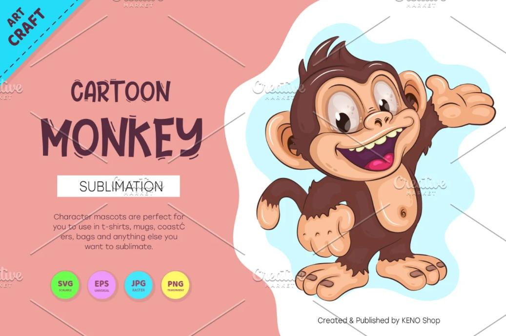 Cute Cartoon Monkey Illustration