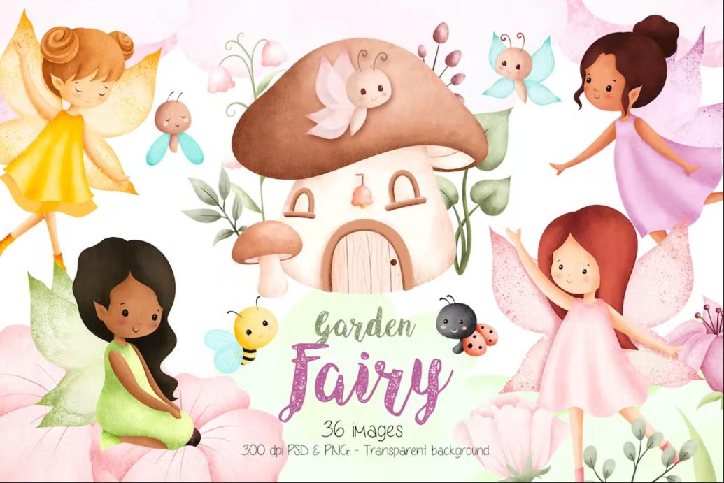 Cute Fairy Garden Cliparts