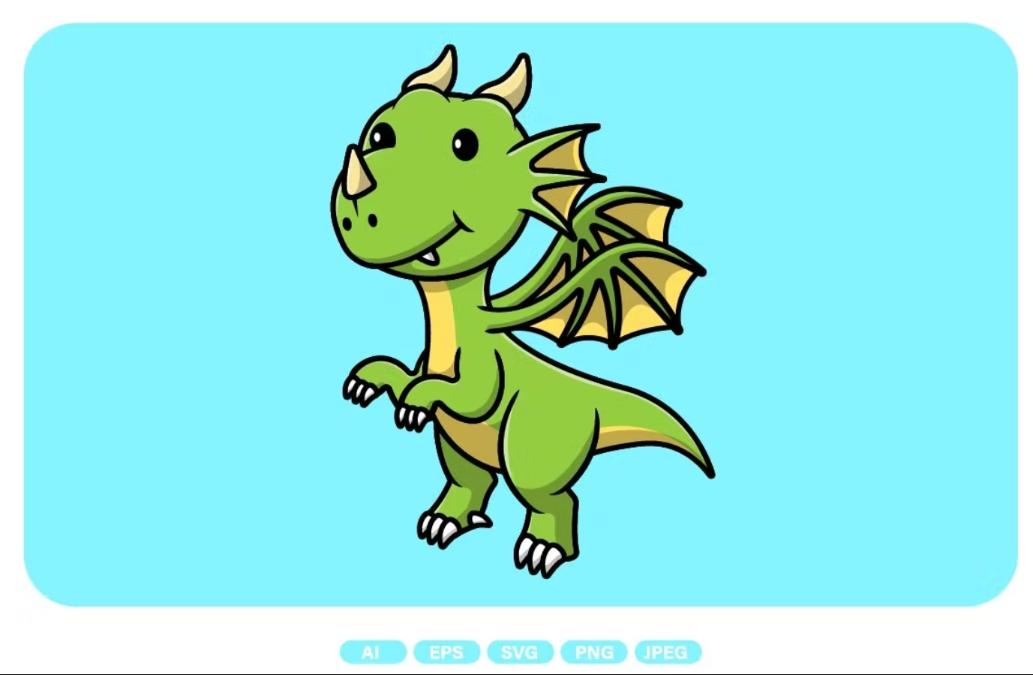 Cute Flying Dragon Illustration